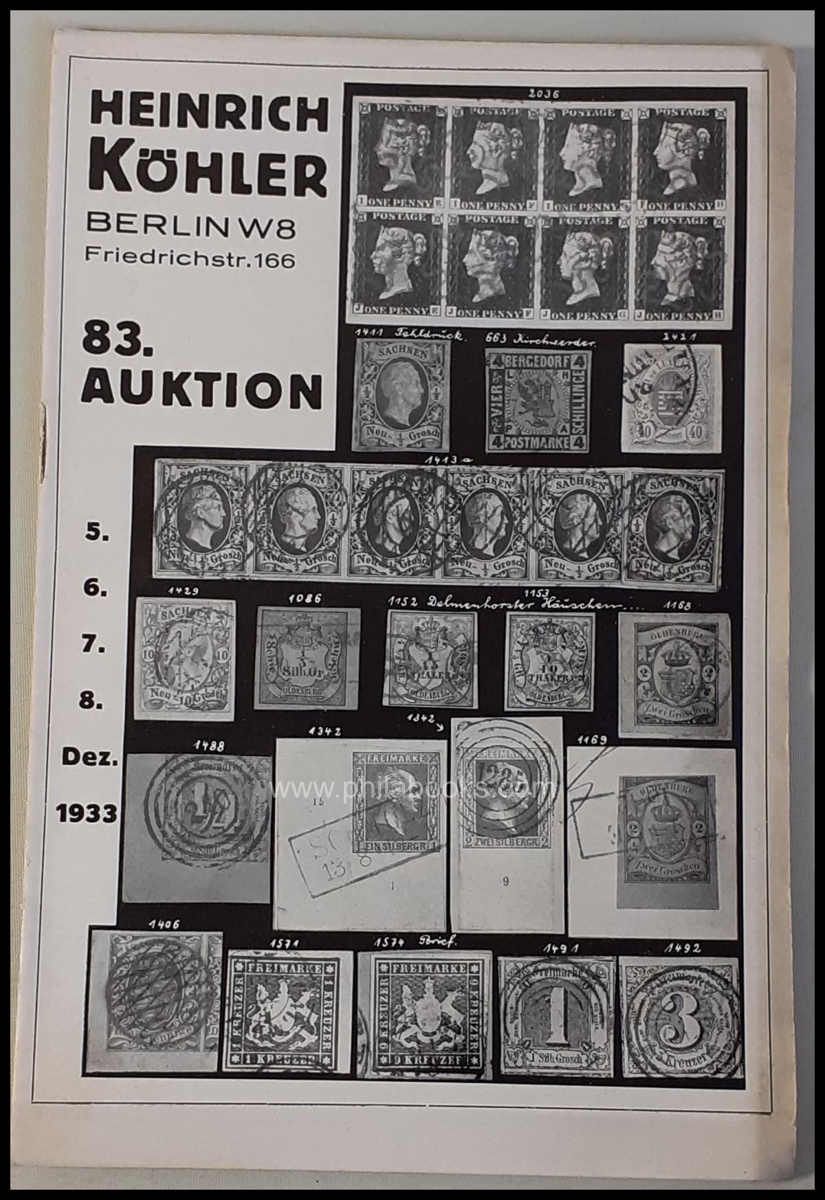 HeinrichKöhler, Auktion 083, 1933-12