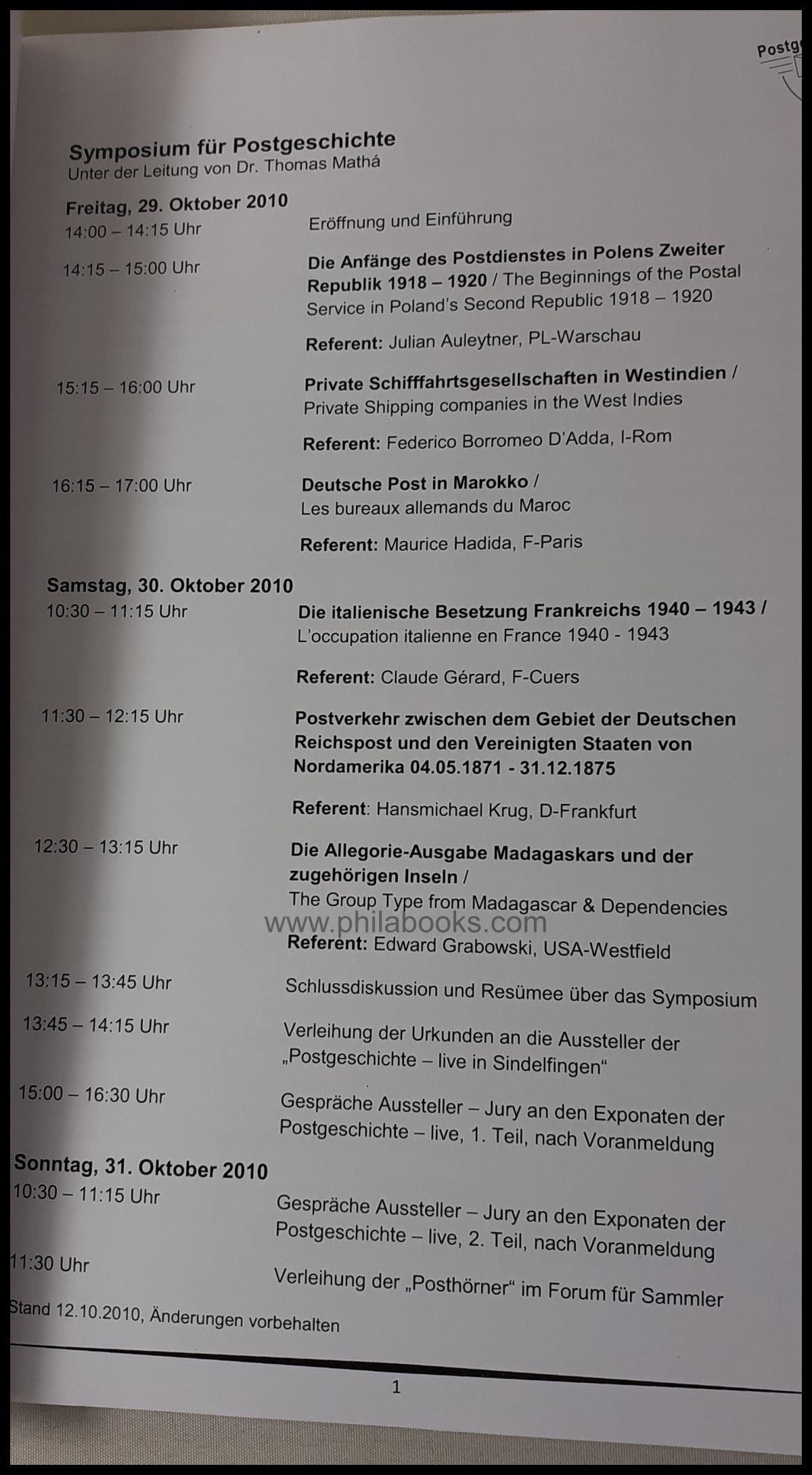 Symposium für Postgeschichte Sindelfingen, hier die Ausgaben 2004  ...