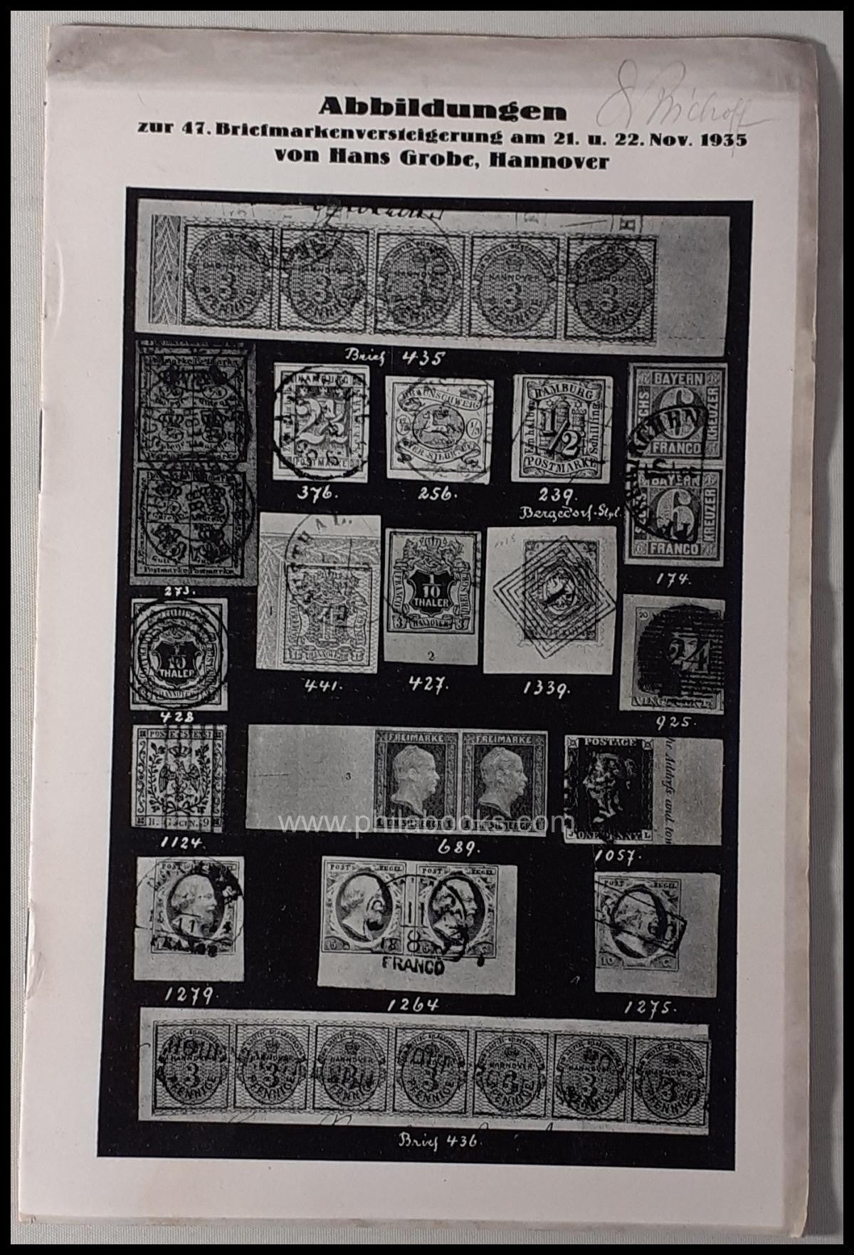 Grobe, Hans: Katalog der 47. Auktion, 21.-22.11.1935, komplett mit ...